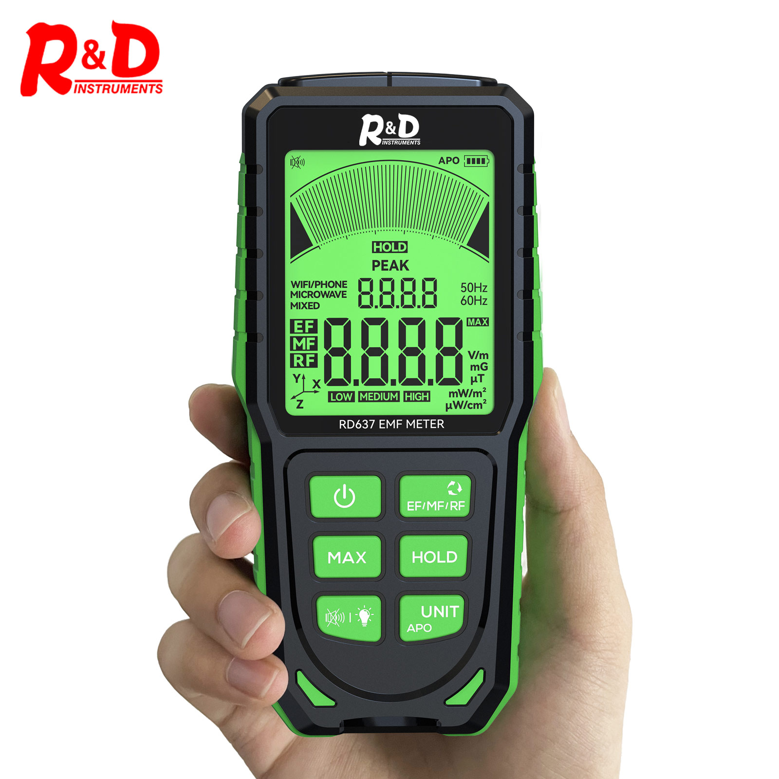 RD637 EMF 検出器プロフェッショナル電磁界放射計ハンドヘルドポータブル無線周波数テスター