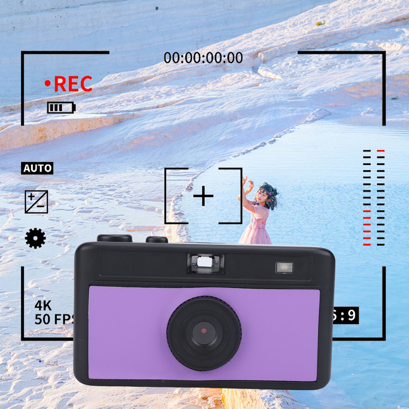 12MP カメラ補助光付きレトロミラーレスカメラ0.96 インチカラースクリーンフィルムカメラ形状物理ビューファインダー付き