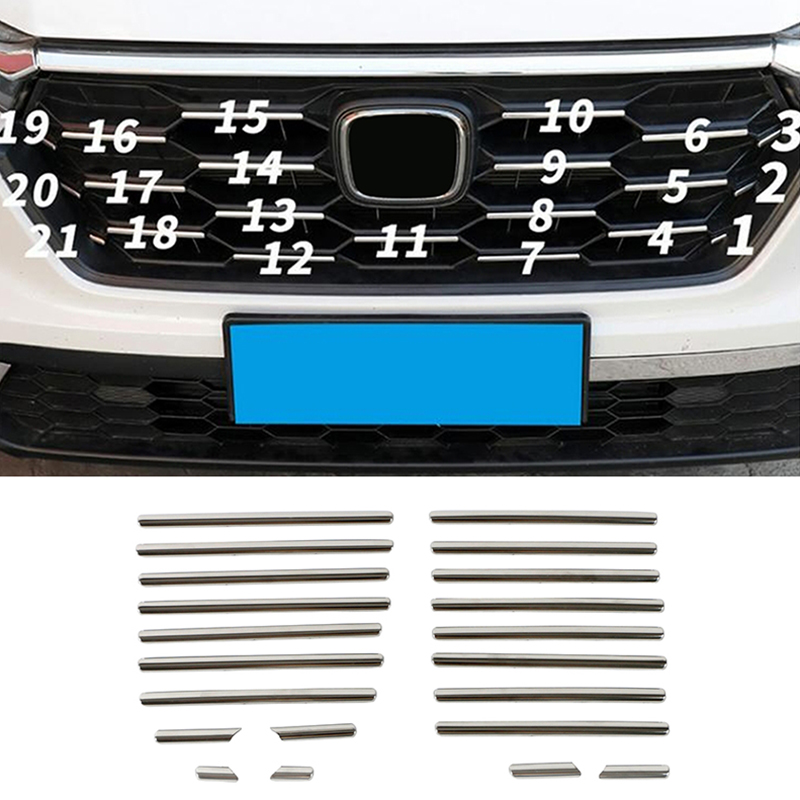 シルバーミドル中央グリルインサート成形ストリップ装飾カバートリムカースタイリングホンダ CR-V CRV ハイブリッド 2023 2024 2025