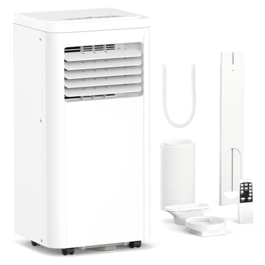 家庭/アパート用ポータブルエアコン、アルミニウムハウジング、白、最大 550 平方フィートの部屋用の 10000 BTU 冷却能力