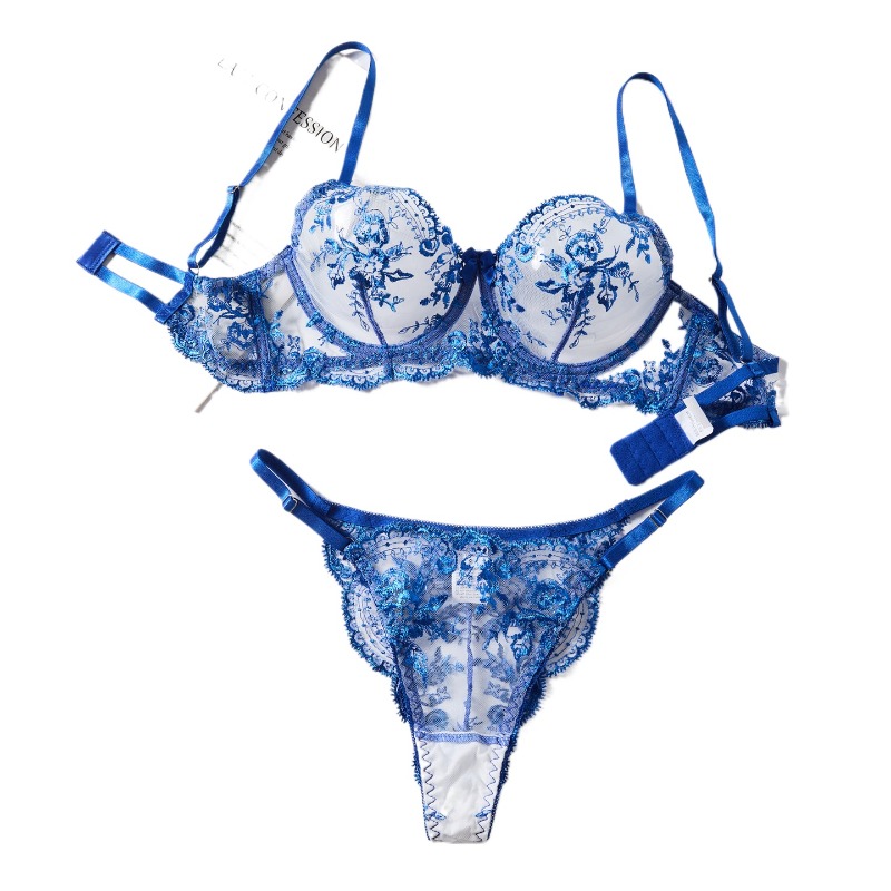 BANERDANNI Elegant Floral Embroidered Sheer Bra Set with Underwire Lift Lightweight Cups Women’s Lingerie Ensemble сексуальный
