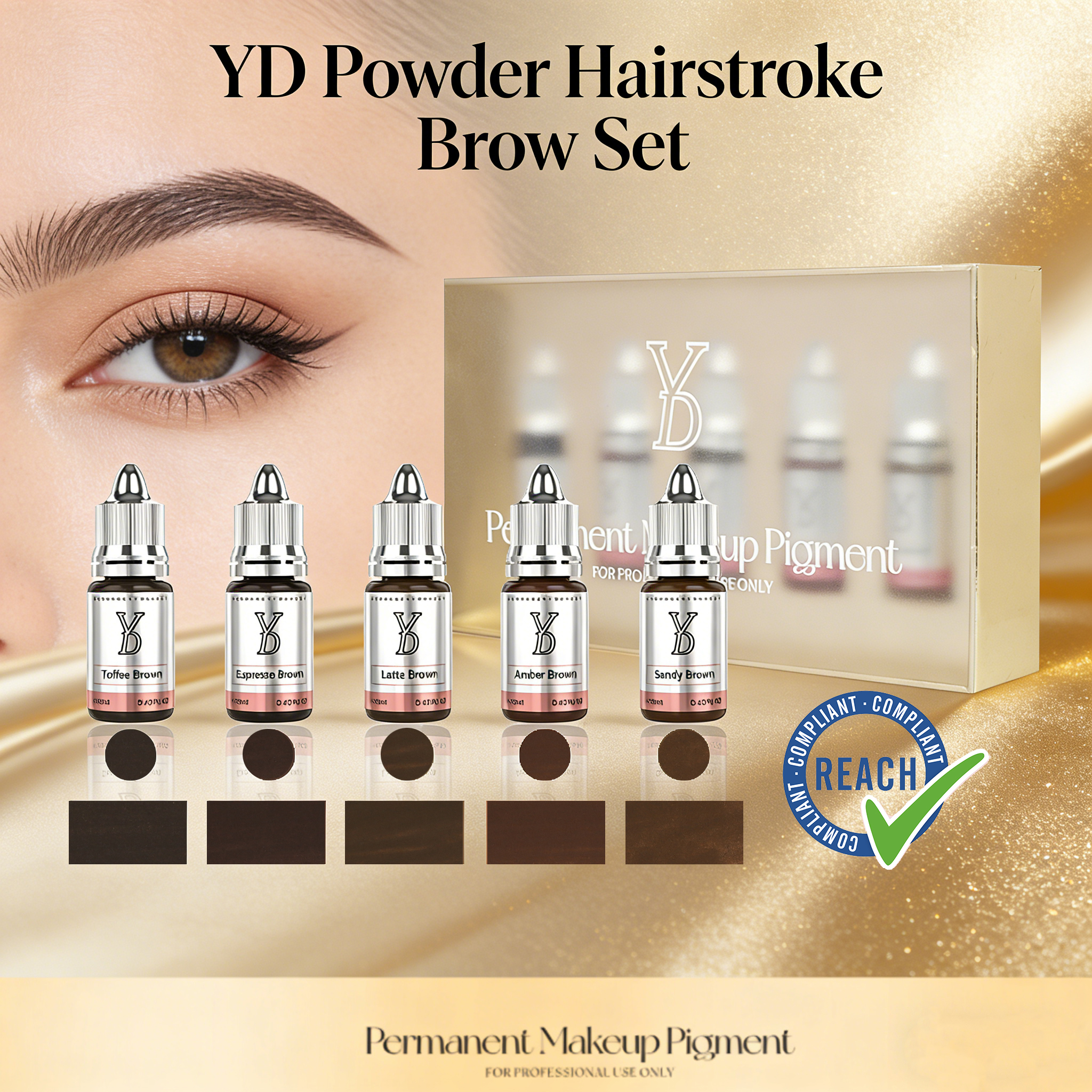 YDPMU REACH 認定ヘアストローク眉顔料セット 12 ミリリットル半アートメイク眉毛インクプロフェッショナルタトゥーブラウンシリーズ
