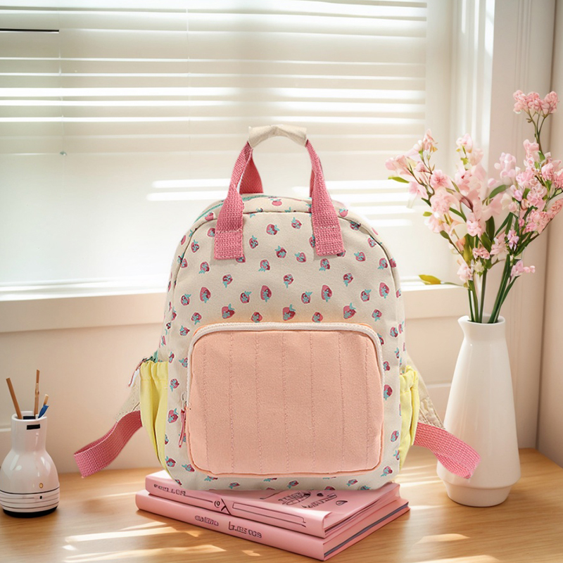 ドーパミンイチゴプリント学生バックパック大容量かわいいキッズスクールバッグ女の子のための甘い幼稚園ランドセル子供のための