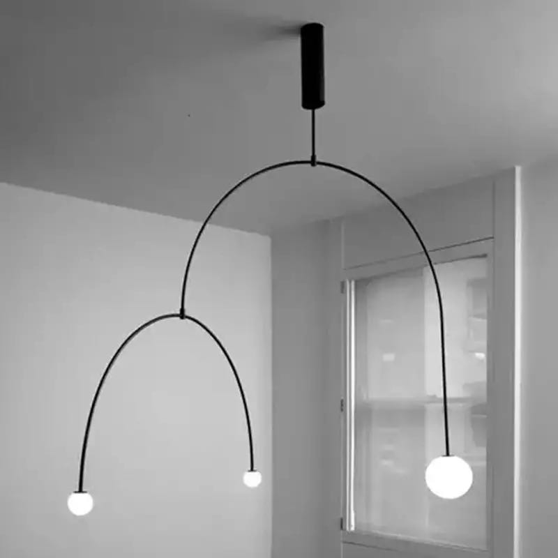 北欧ミニマリストペンダントライトパーソナライズされたクリエイティブなリビングルーム LED ランプ寝室のベッドサイドミニマリストライン照明器具