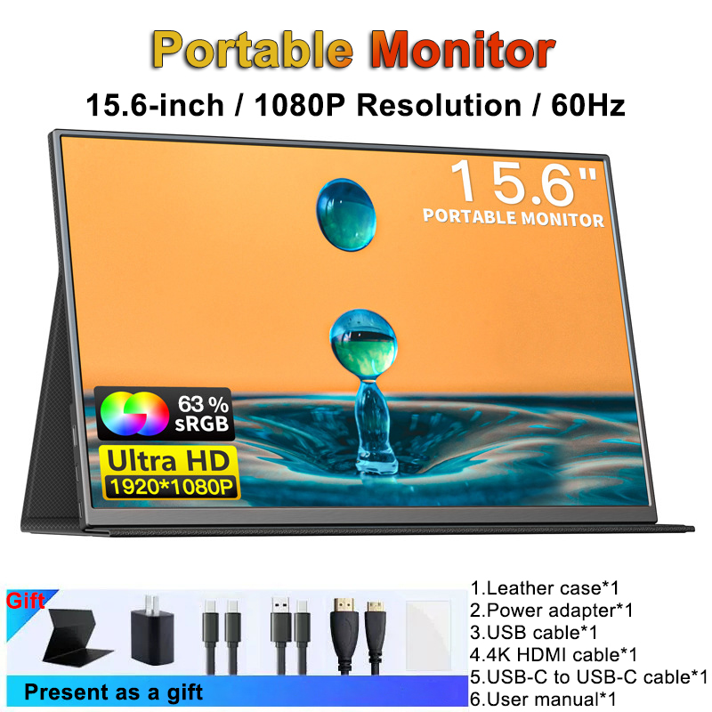 15.6 "液晶ポータブルモニター 1080P USB-C HDMI 6ms 100Hz ゲームディスプレイ外部画面 Wins Mac Dex XBOX スイッチスチームデッキ