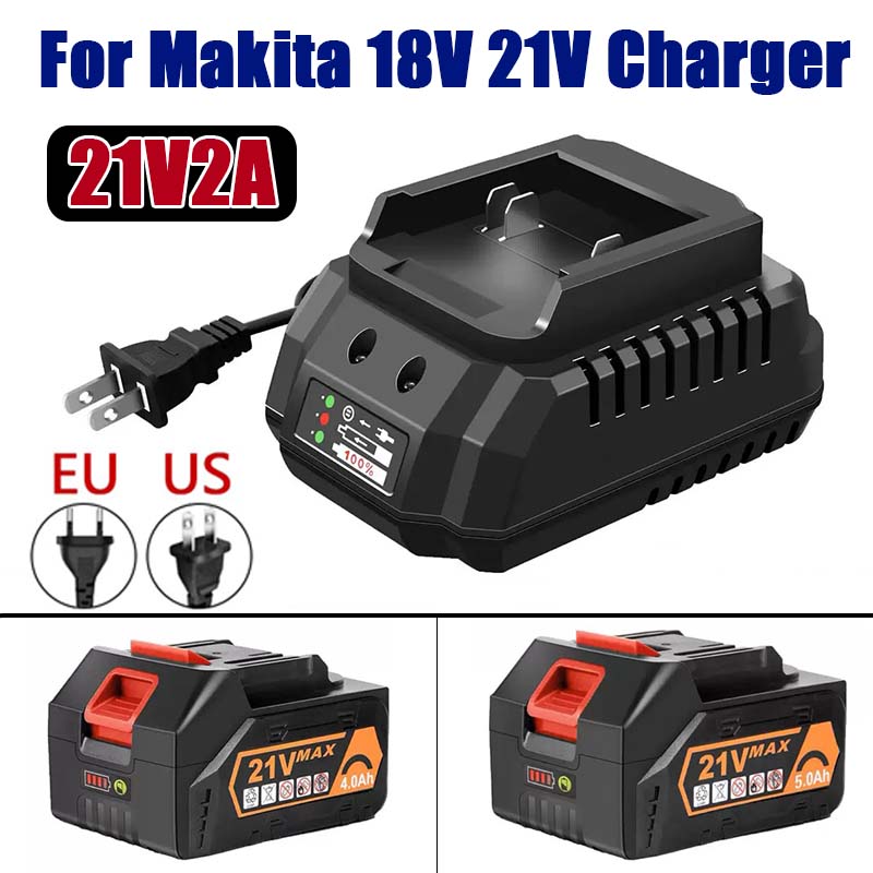 米国/EU プラグリチウムイオンバッテリー充電器 21V 2A 急速充電 18V 電動工具ポータブル充電器マキタ BL1415 BL1815 BL1830 BL1850