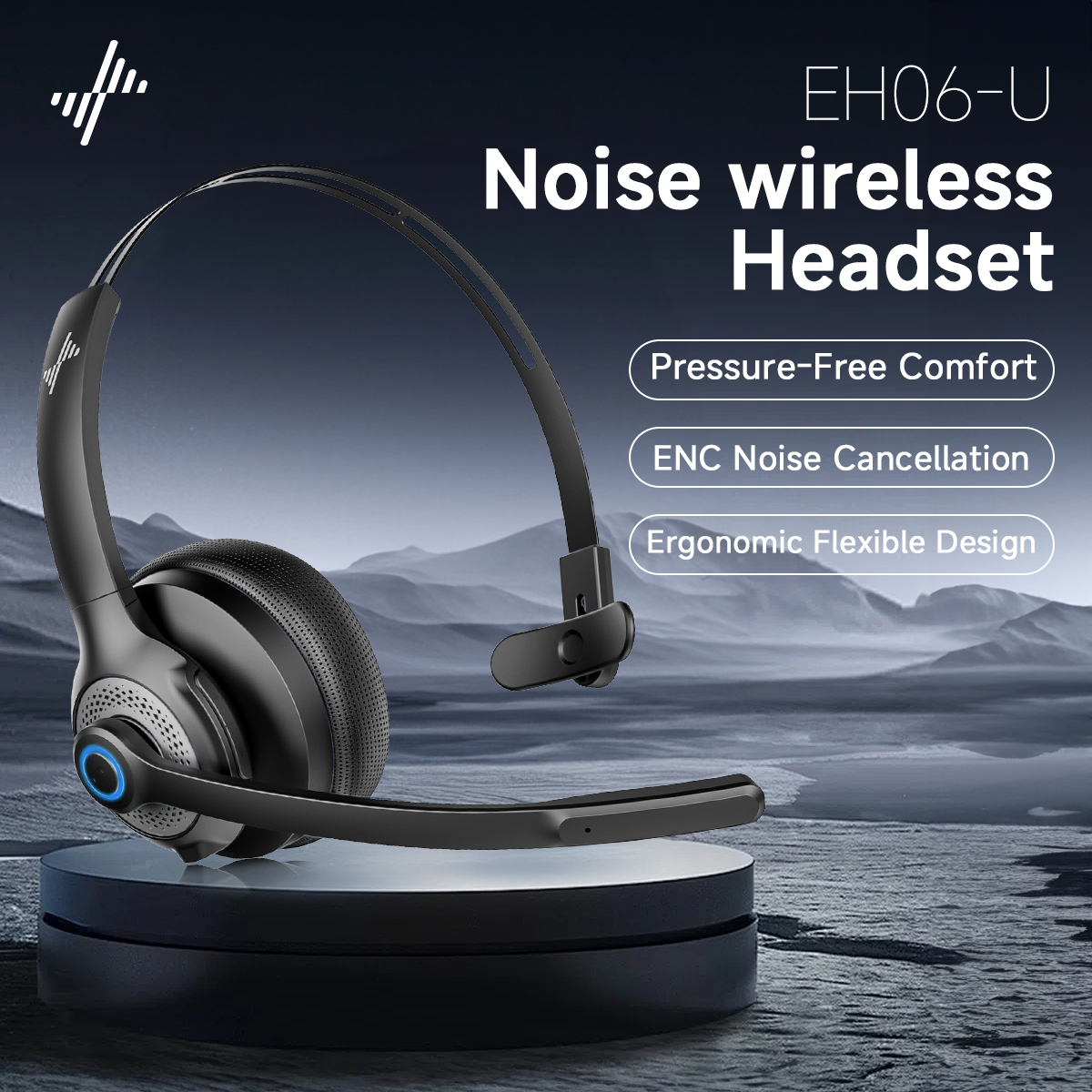 JIAMQISHI Bluetooth 5.2 ワイヤレスヘッドセットマイク付き仕事用クリアコールマイクミュート USB ドングル PC、ラップトップ、Zoom、オフィスに適用