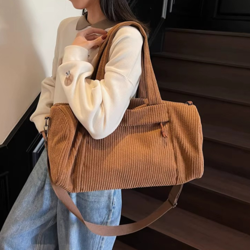 高品質トラベルバッグコーデュロイショルダークロスボディダッフルバッグ女性のための 2026 レディーストート荷物バッグ大型デザイナーハンドバッグ