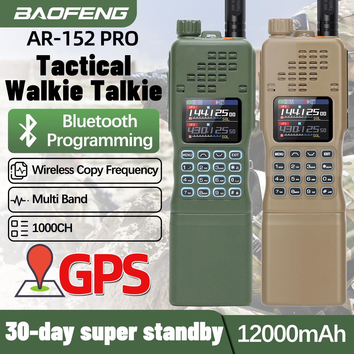 Baofeng AR 152 プロ GPS アマチュア無線高強力な CS 戦術ゲームトランシーバー長距離アップグレード AR-152 ポータブル双方向ラジオ
