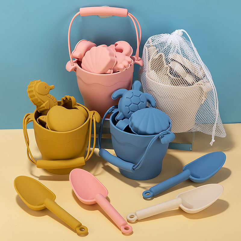 TYRY.HU 8 ピース/セット子供のおもちゃシリコンビーチおもちゃセットバケツと 6 つのアクセサリー付き楽しい屋外遊び砂子供のため