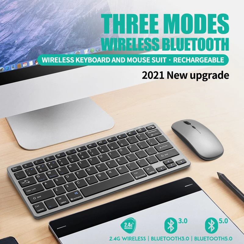 ワイヤレス Bluetooth 2.4 グラム充電式キーボードマウスコンボ USB マウス 78 キーポータブルキーパッドと光学式マウスラップトップ PC 用