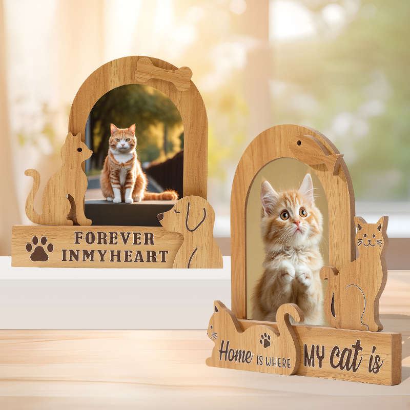 クリエイティブかわいい木製ペットフォトフレーム猫犬記念額縁永遠に私の心のペット記念品家の装飾ペット愛好家のため
