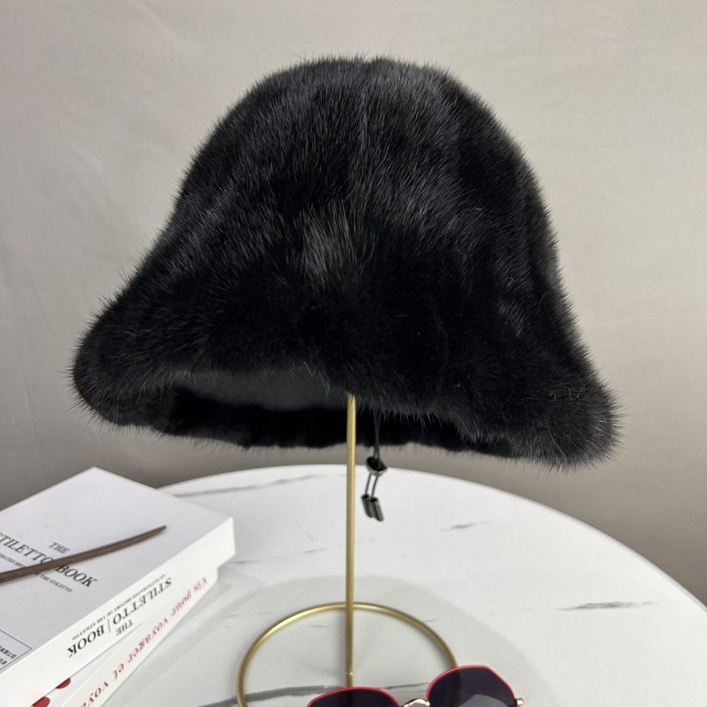 WMfur ファッション冬リアルミンク毛皮漁師厚い帽子女性暖かいふわふわバケットハット女性のための