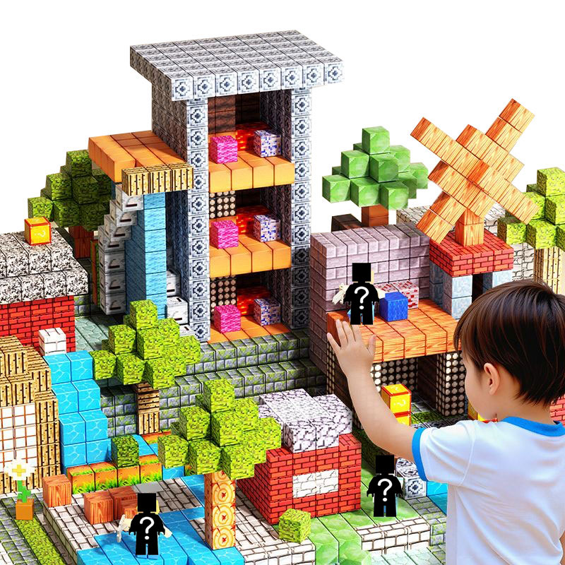 Mine World 磁気ビルディングブロックマグネットレンガフィギュア DIY 建設セット STEM モンテッソーリ感覚のおもちゃ子供のためのギフト