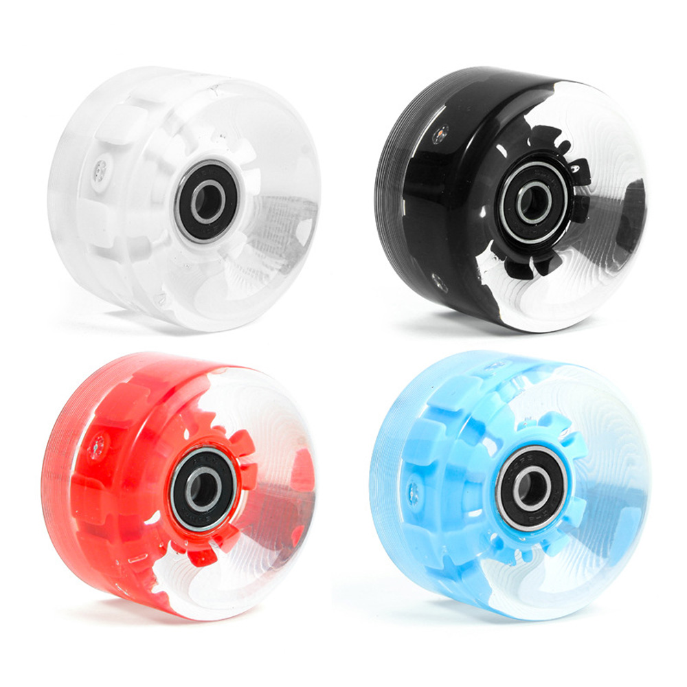 65x36mm 3LED Light Up Roller Skate Wheels 82A PU Flashing Glow Wheels Replacement for Double Row Skates, Skateboard AMB344
