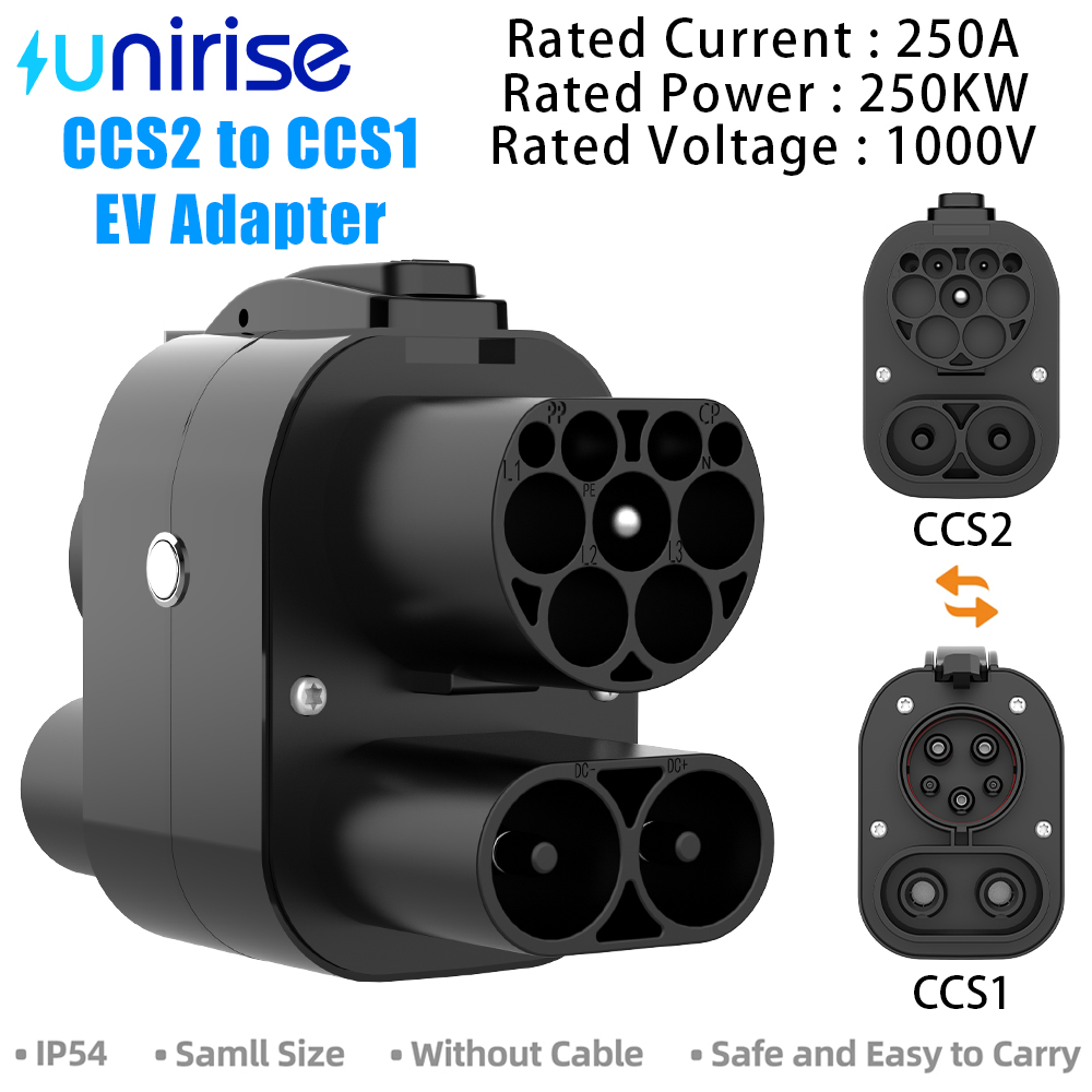 Unirise 250A CCS2 から CCS1 アダプタコネクタ DC 1000V 電気自動車アダプタ充電器 CCS 2 CCS1 EV ソケット充電コンバータ