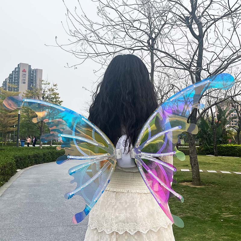 Nicro Original Factory Children Butterfly LED Light Angel Costume Party Dress up Props Colorful Glitter Music Fairy Wings Toy