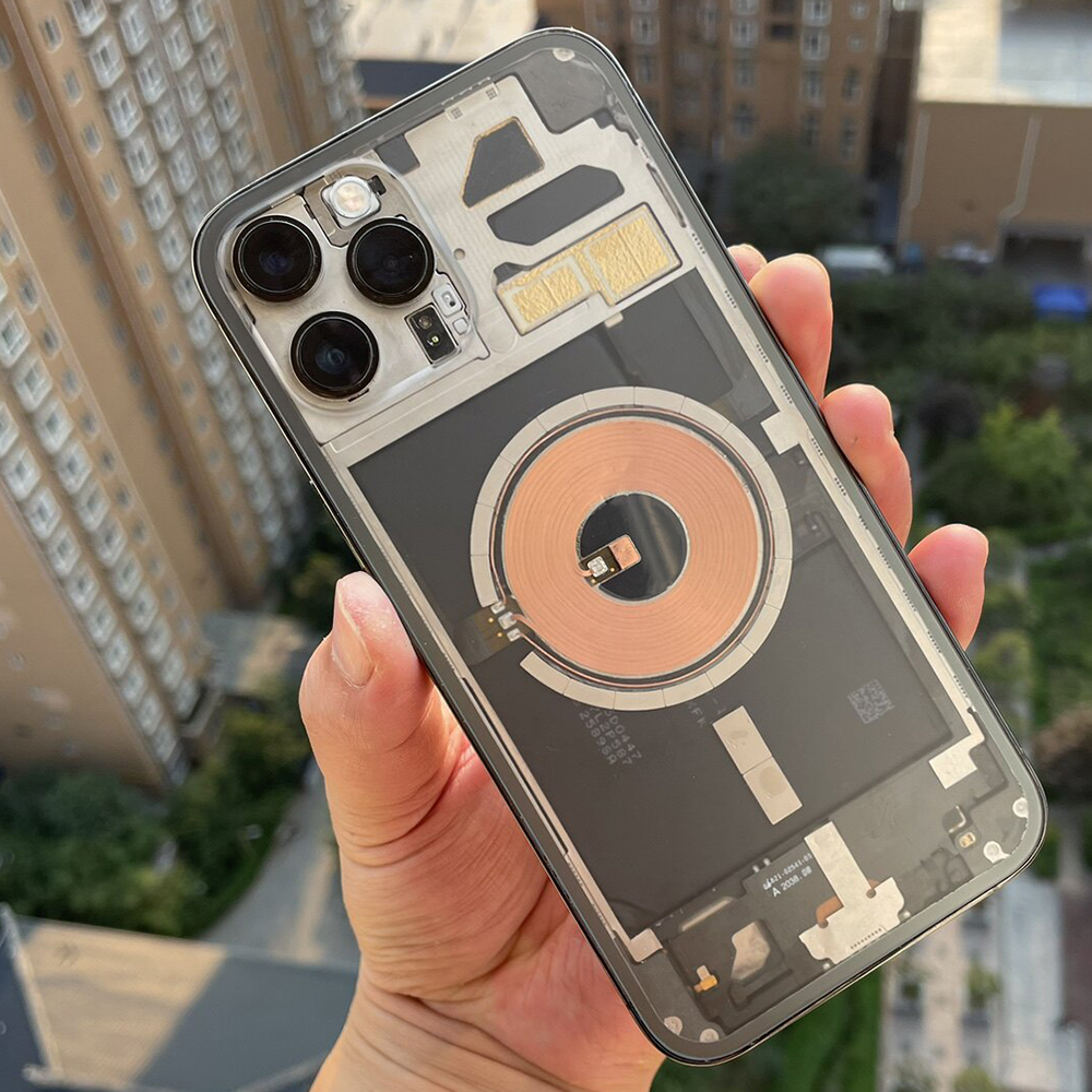 Aesthetic Transparent Mod Kit for iPhone 12pro / 12 pro max- Viral Explorer Edition Clear Back Housing Replacement with OEM Fit