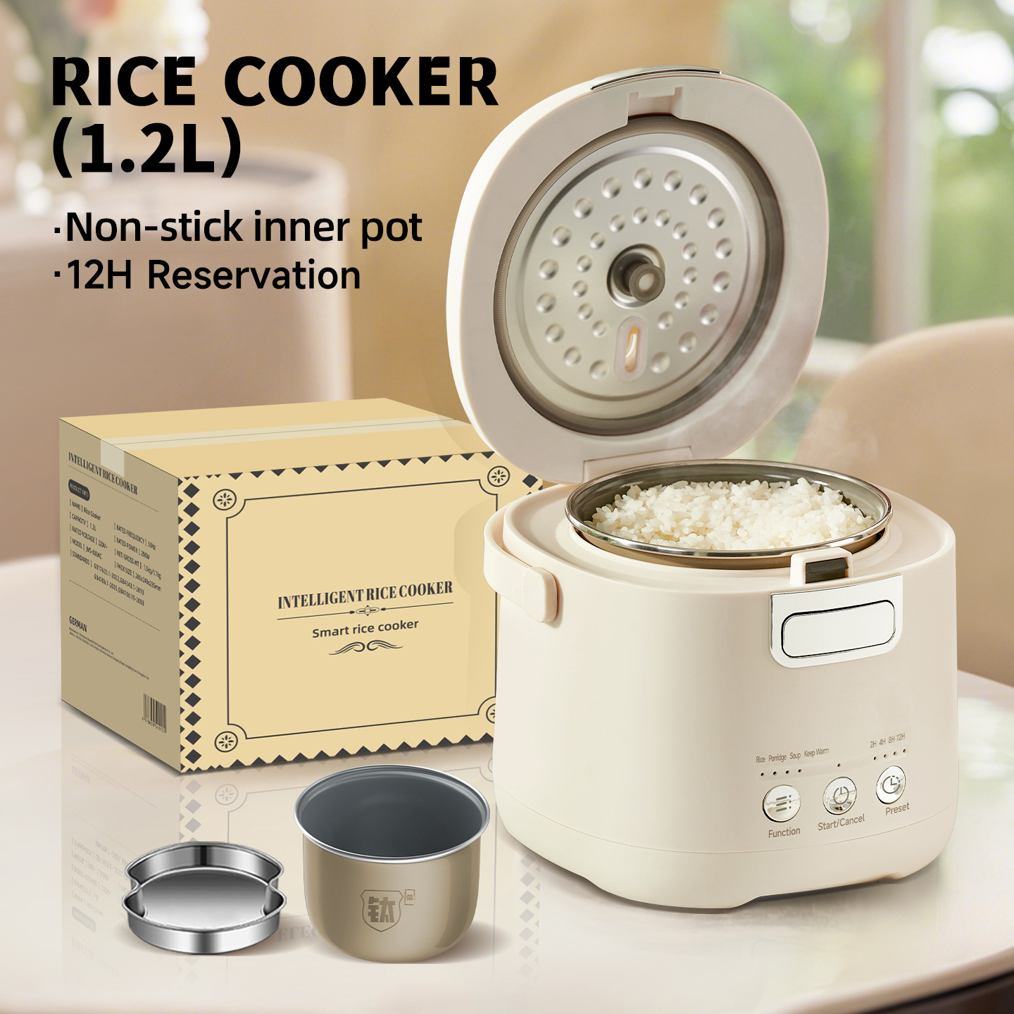 1.2L 電気炊飯器スマート炊飯器マルチクッカー 4 調理機能ノンスティック内鍋 1-3 人炊飯器 220V