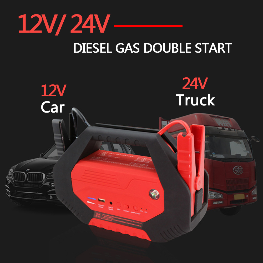 32000mAh ヘビーデューティ 24V トラックブースタージャンプスターター 1200A バッテリーブースター 12v オンボード 24v トラックはトラックトラック/掘削機を始動できます