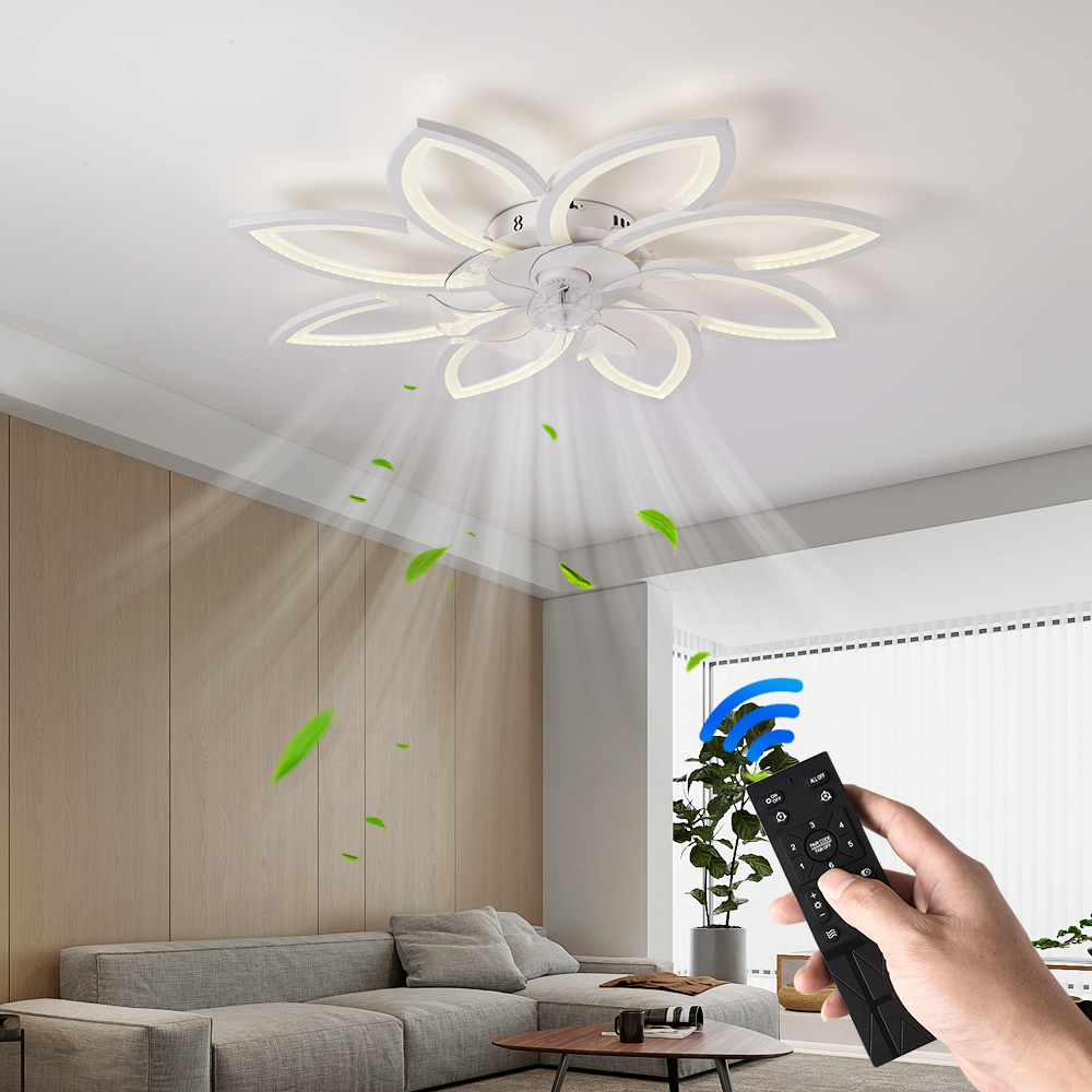 モダンなダイニングテーブル LED ランプ天井ファンライト目に見えないブレードレストラン寝室のファンランプリモート換気扇家庭用照明