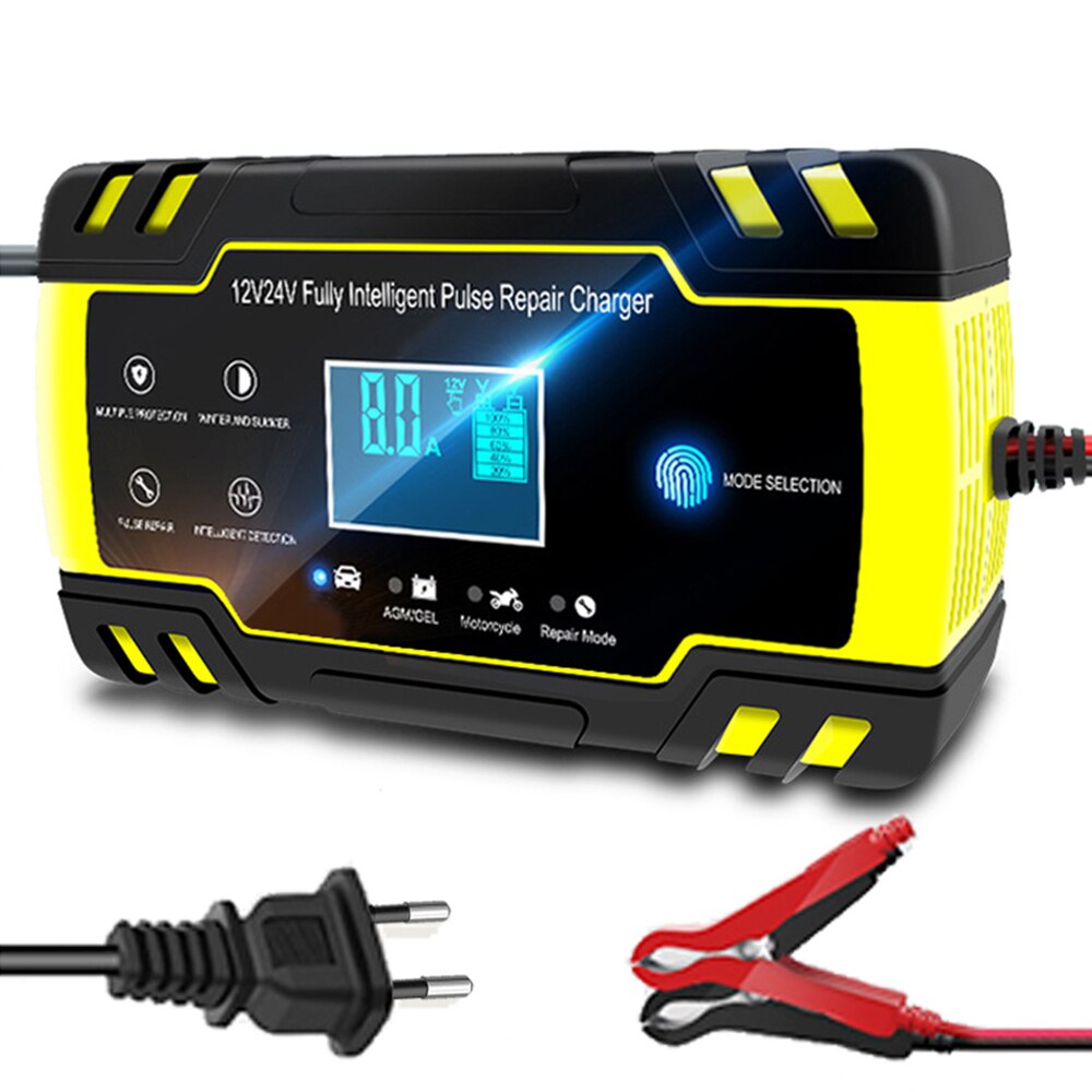 12/24V 8A スマート車のバッテリー充電器ポータブル自動バッテリー充電器車オートバイ芝刈り機ボート RV SUV ATV 鉛酸