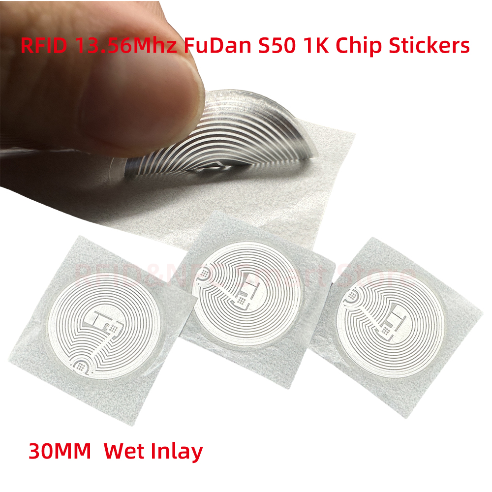 10/50 個 RFID スマートタグ 14443A クラシック 1K EV1 S50 ウェットインレイステッカー F08 1024 バイトラベル RFID タグアクセス制御出席カード