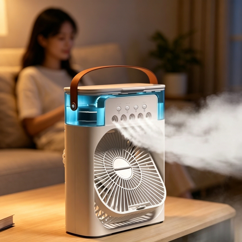新しい 3 in 1 ポータブル空気クーラー、加湿器付きミニエアコンファン