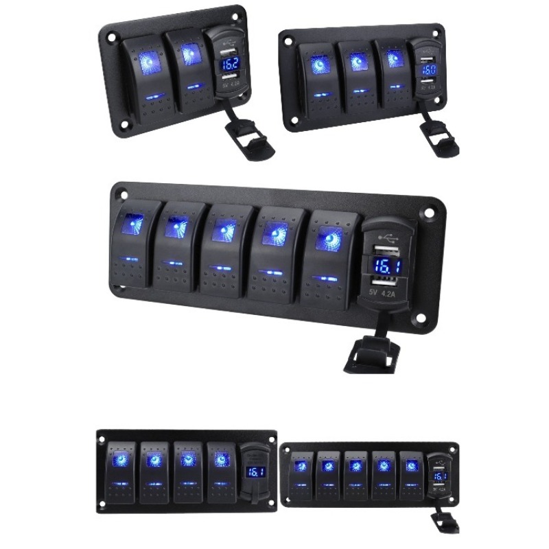 12 V/24 V 車のスイッチパネル 4.2A USB 充電器オン/オフ回路ロッカー車 Rv マリン LED ロッカースイッチパネルキャラバンキャンピングカーアクセサリー