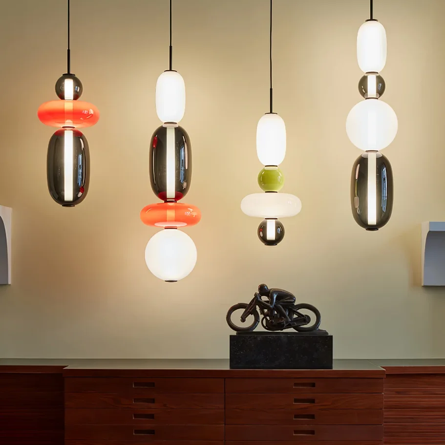 イタリア色ガラスキャンディ LED 屋内天井ペンダント照明キッチンリビングルーム寝室レストラン家の装飾器具