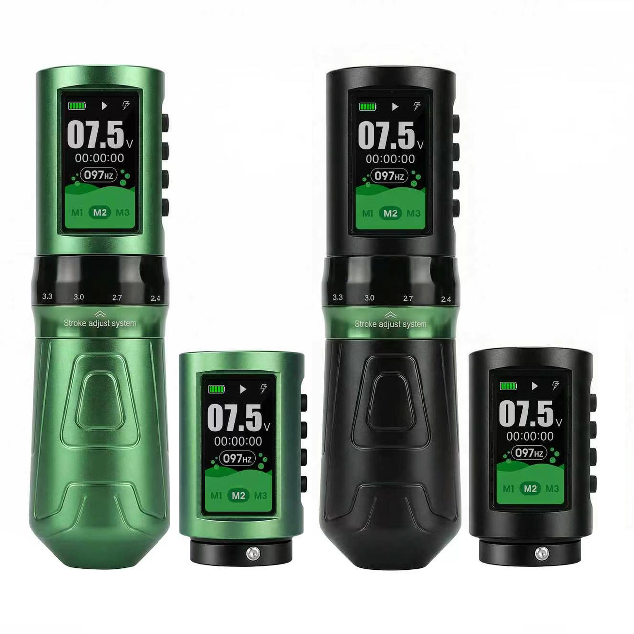 DM Greenior ワイヤレス調整可能なストロークタトゥーマシン 1800mAh 強力なバッテリーコアレスブラシレスモータータトゥーペン TattooArt 用