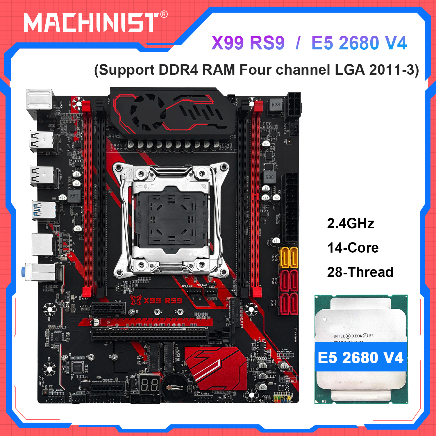 MACHINIST X99 RS9 マザーボードコンボサポート LGA2011-3 Xeon E5 2680 V4 CPU NVME/SATA M.2 4 チャネルメモリ usb3.0