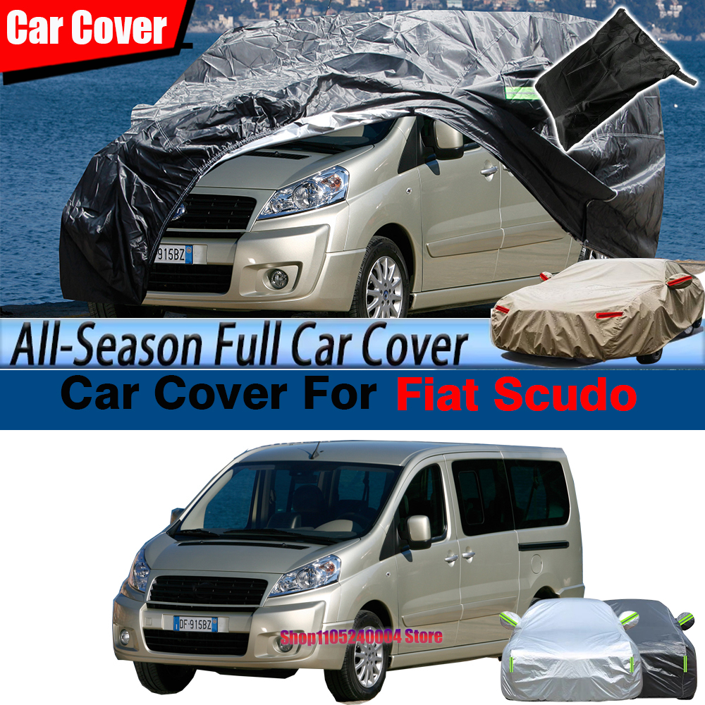全天候防水黒 MPV カバーサンシェード雪雨抗 UV 防風フィアット スクード 2006-2023