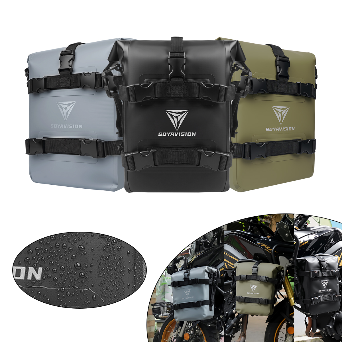SOYAVISION オートバイバッグ 8/10/12L クラッシュバーバンパーバッグ BMW R1200GS R1250GS ホンダスズキサイドバッグ