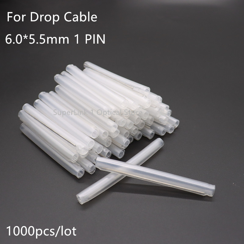 500/1000 個光ファイバーチューブ 6.0*5.5 ミリメートル 1 ピンファイバーケーブル保護スリーブ FTTH 熱収縮スプライスプロテクタードロップケーブル用