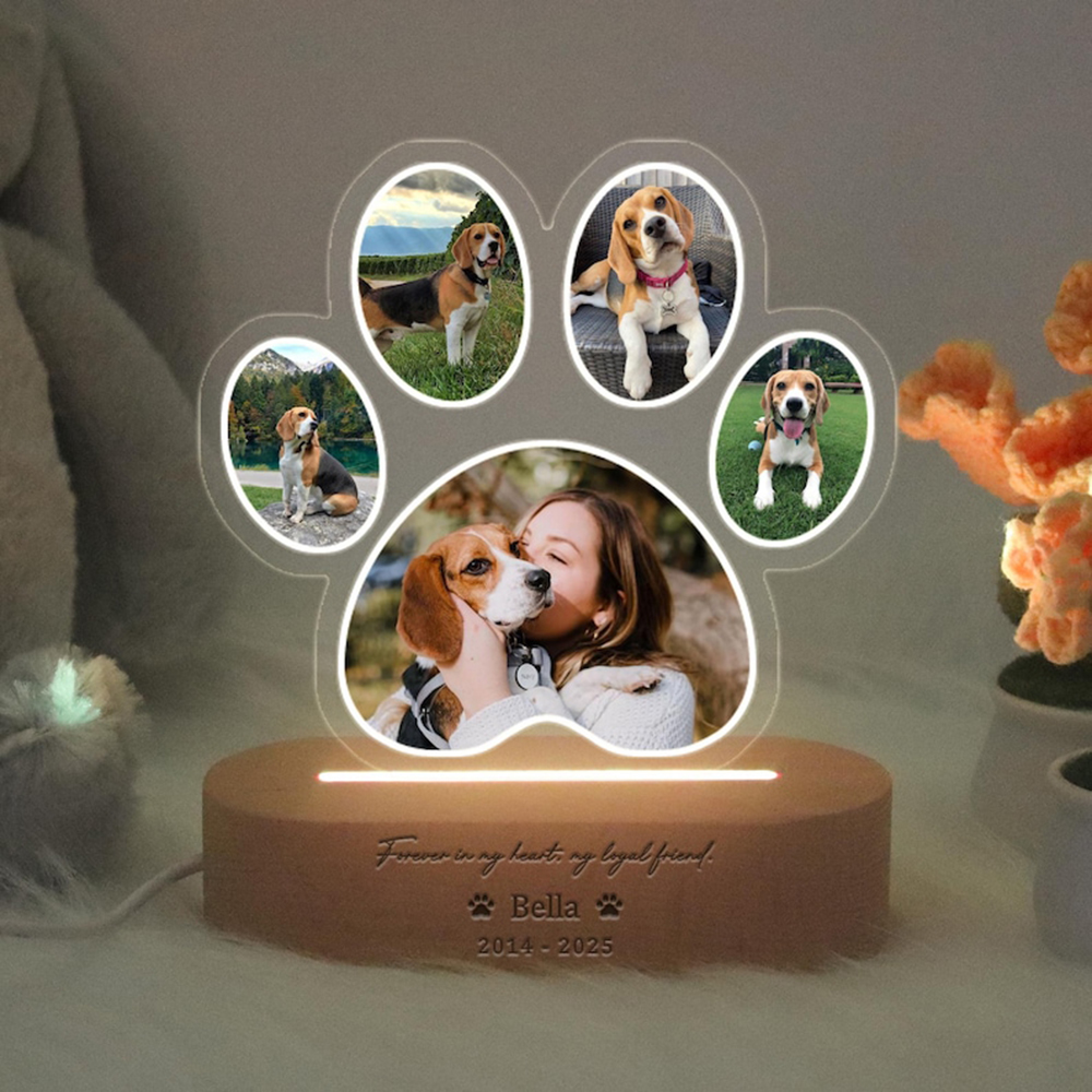 パーソナライズされたペット写真ナイトライト木製ベース LED ソフトグロー犬メモリアル記念ギフトお悔やみのプレゼントペット愛好家のため