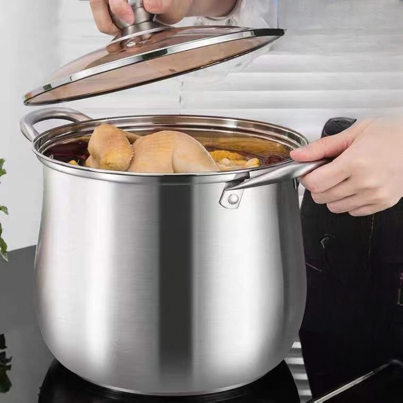 1Pc ステンレス鋼のスープポット大容量家庭用麺調理鍋シチューチキンスープ電磁調理器ガスストーブユニバーサル
