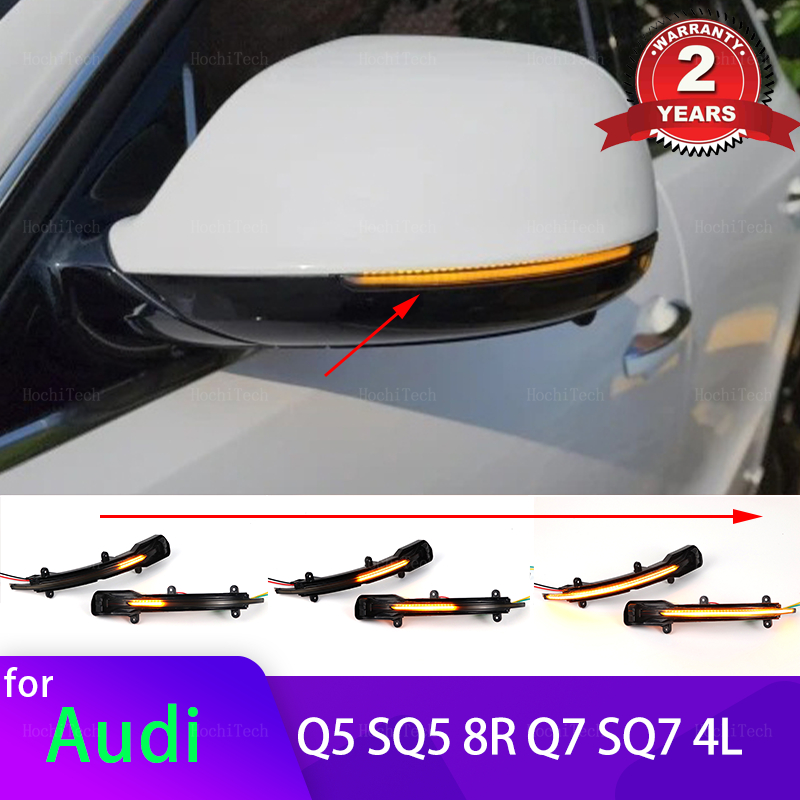 ダイナミックターンシグナル LED サイドミラーインジケーター ウインカー シーケンシャルライト アウディ Q5 SQ5 8R 2008-17、Q7 SQ7 4L フェイスリフト 2010-2015 用