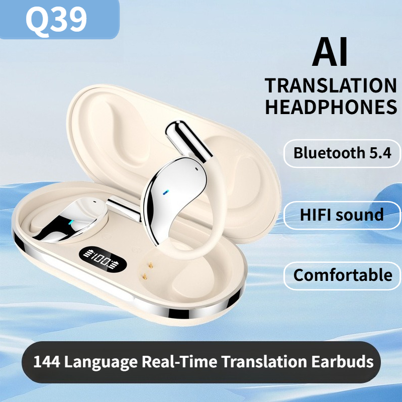 ワイヤレス翻訳イヤホン HIFI 低音 ENC ノイズリダクション 144 言語 リアルタイム Ai OWS オープン Bluetooth 5.4 ヘッドフォン