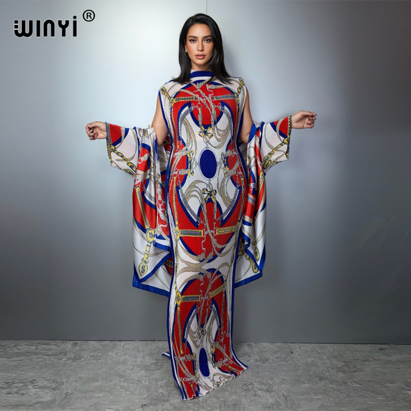 WINYI 自由奔放に生きるビーチプリーツスリムドレスとコートツーピーススーツ女性のファッション新しい女性のドレス床の長さの休暇着物