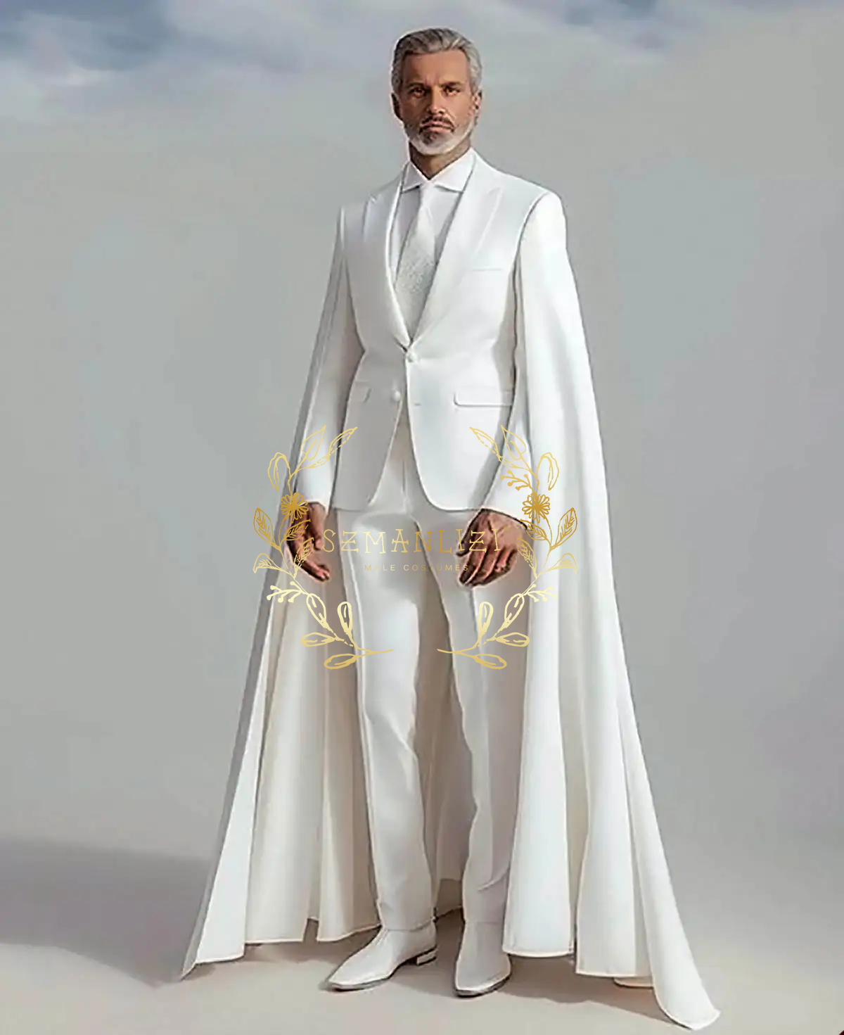 エレガントな新郎の結婚式のスーツ最新デザインのジャケットケープパンツ 2 ピースメンズタキシードテーラードディナーウエディングブレザーベストマン服