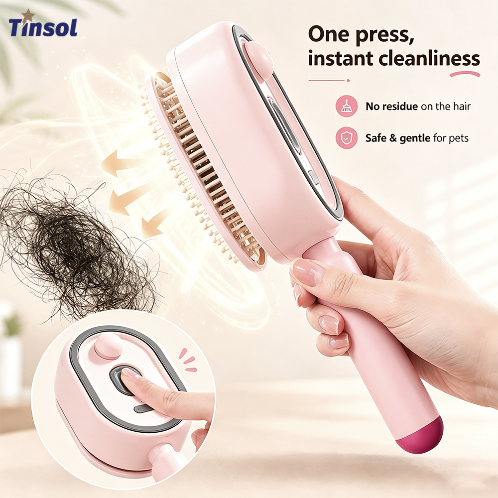 TINSOL 電気スプレー エアバッグ マッサージ コーム エッセンシャル オイル噴霧付き、セルフクリーニングもつれ防止ボリュームコーム、帯電防止