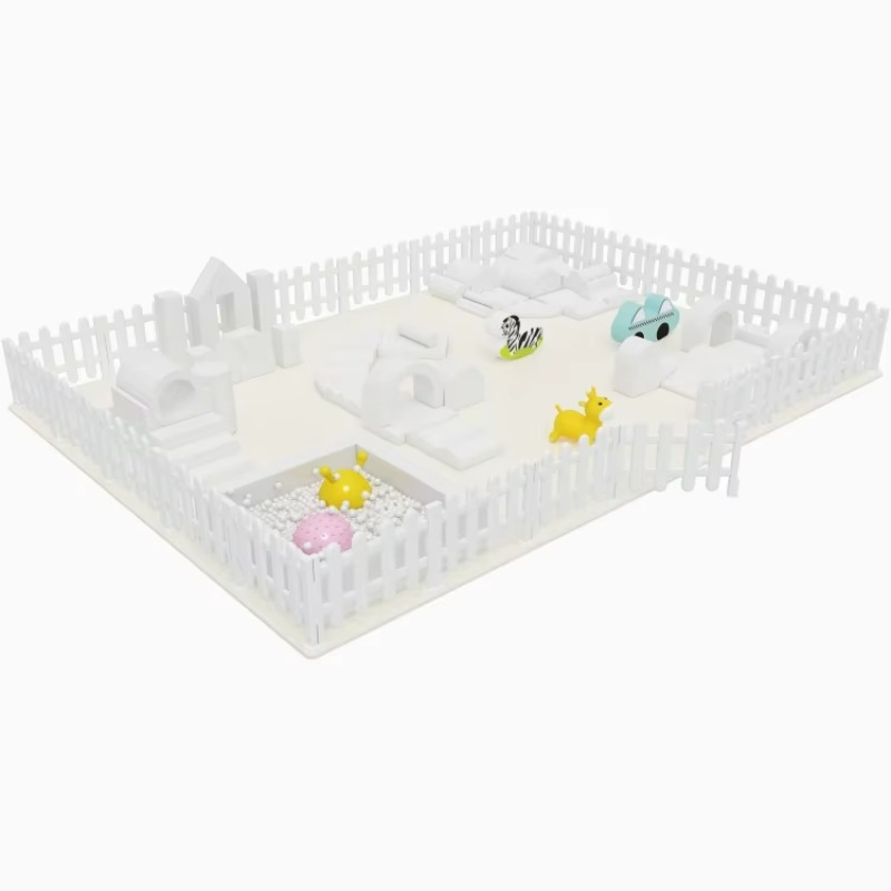 ベビーチャイルドホワイトフェンスソフトプレイセット遊具事業販売用