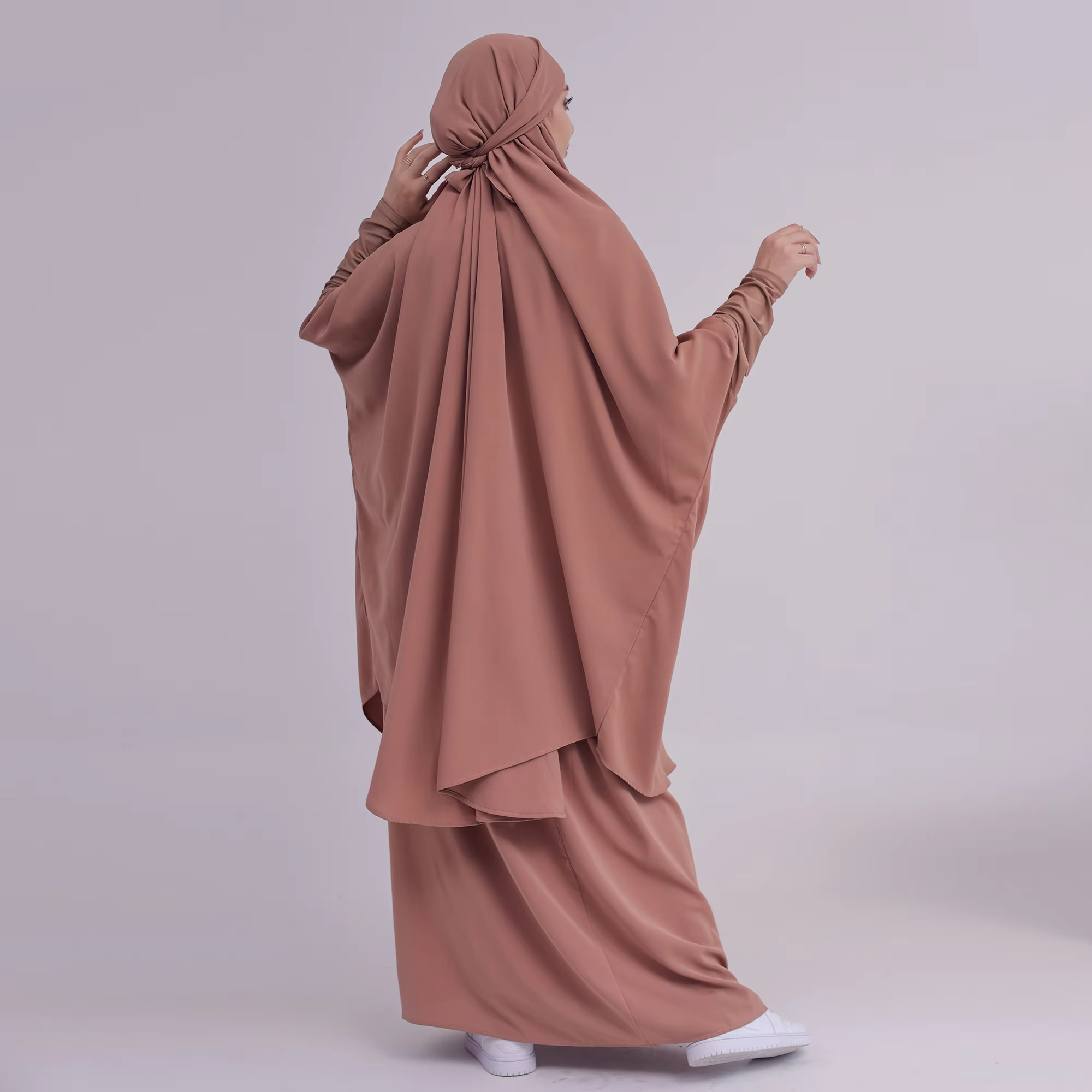 イードイスラム教徒の女性ヒジャーブドレス祈りの衣服 2 点セットカフタンラマダンロングキマールガウンアバヤイスラム服ニカブブルカカフタン