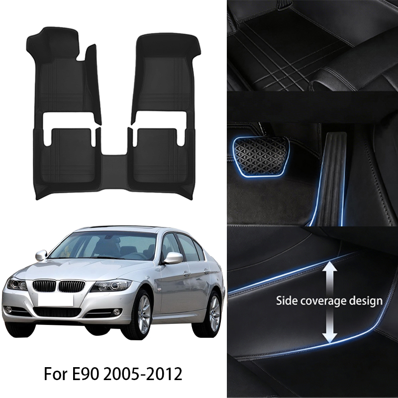 カスタムフィット Pu レザー車のフロアマット BMW シリーズ 3 E90 E93 コンバーチブル F30 F31 F34 GT 2005-2025 オートインテリアアクセサリー