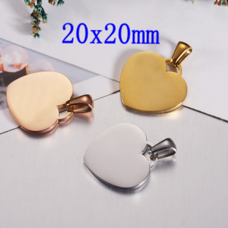 20 個ラブハートスタンピングブランク 20 × 20 ミリメートル/25 × 25 ミリメートルミラーポリッシュステンレス鋼 DIY チャームジュエリーメイキングハートタグ
