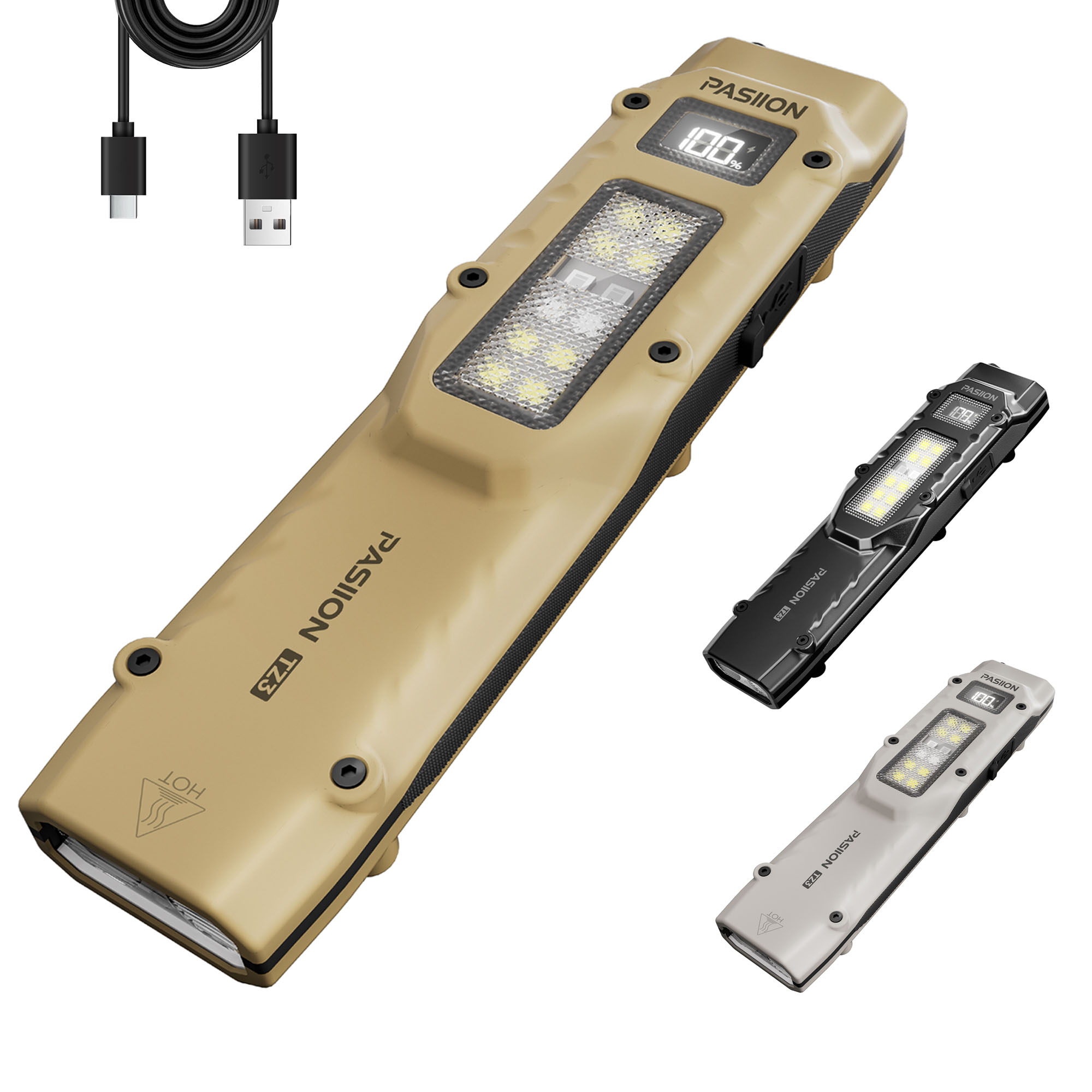 EDC タクティカル充電式懐中電灯、デジタルディスプレイ付きデュアルスイッチ LED 懐中電灯、8 モード、キャンプ、緊急使用
