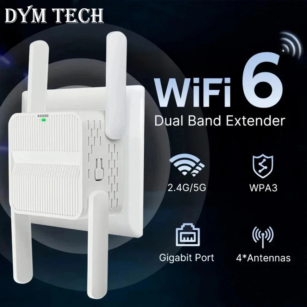 WiFi 6 AX1500 リピーター エクステンダー 信号ブースター デュアルバンド 2.4G/5GHz Wi-Fi 信号増幅器 長距離ネットワーク 簡単セット