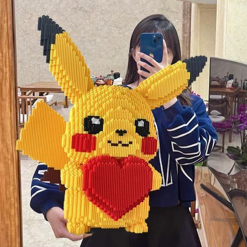 ポケモンピカチュウビルディングブロック 45 センチメートルライトアップハート形レンガのおもちゃギフト大人子供ストレスリリーフ