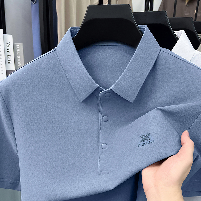 高級ブランドメンズ半袖ポロシャツ夏の新ファッショナブルなプリント快適なラペル Tシャツビジネスカジュアル紳士服